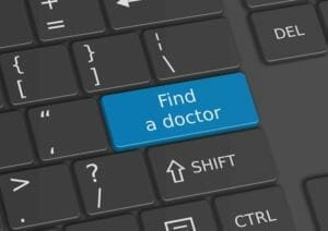 keyboard with "find a doctor key"