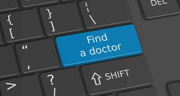 keyboard with "find a doctor key"